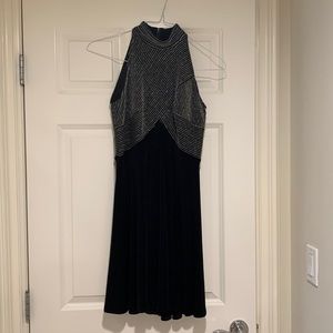 Black with grey short evening dress. Tadashi size medium.